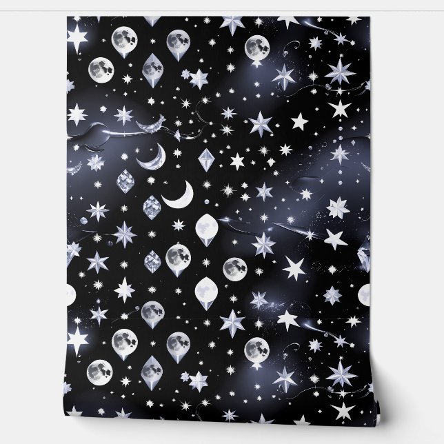 Papier Peint Wallpaper - Onyx Celestial Moon Design (Déroulement)