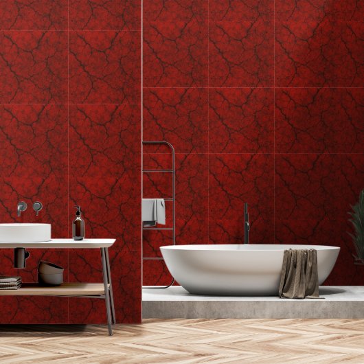Papier Peint Wallpaper - red marble (Salle de bain)