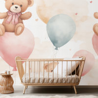 "Watercolor Teddy Bear Hot Air Balloon Clipart