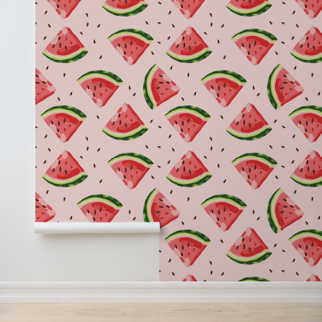 Papier Peint Watercolor Watermelon Motif de fruits (Application)