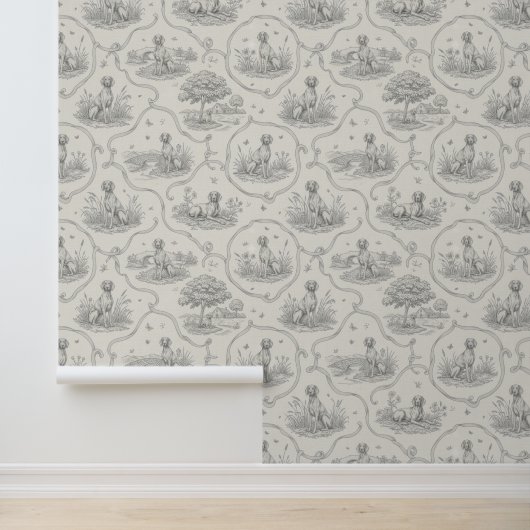 Papier Peint Weimaraner Country Toile: Grayscale Dog Landscape (Application)