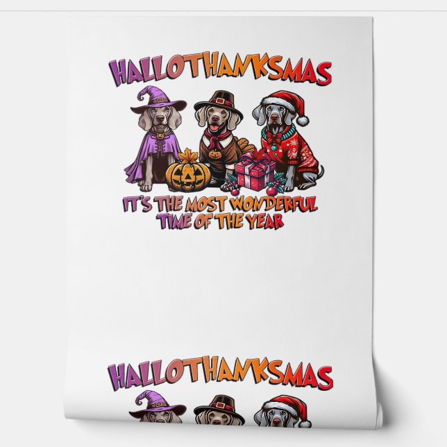 Papier Peint Weimaraner Halloween Thanksgiving Christmas Oversi (Déroulement)