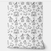 Papier Peint Whimsical Doodle Baby Jesus Manger Scène (Déroulement)