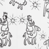 Papier Peint Whimsical Doodle Baby Jesus Manger Scène (Couture)