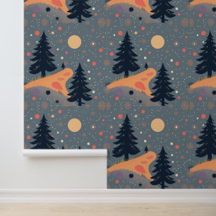 Papier Peint Whimsical Winter Wonderland : Festive Forest Night