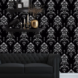 Papier Peint Whimsigoth Détaillé noir et argent élégant
