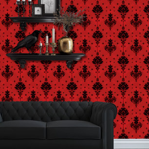 Papier Peint Whimsigoth Simple Noir et Rouge