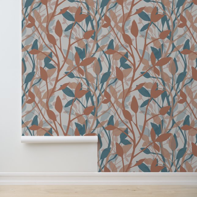 Papier Peint Wild Garden Mist Botanical Layers of Earth Foliage (Application)