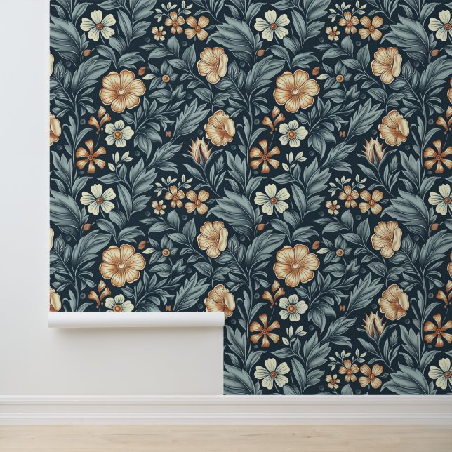 Papier Peint William Morris Inspired Botanical Style Pattern (Application)