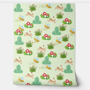 Papier Peint Woodland Meadow Nursery – Lapins, Abe