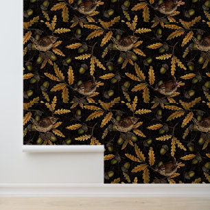 Papier Peint Wrens et cors sur noir