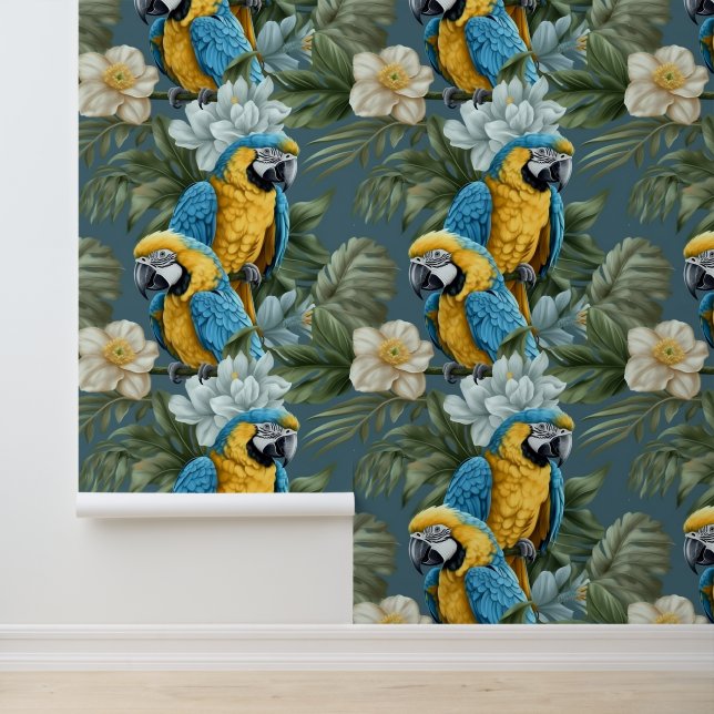 Papier Peint Yellow and Blue Macaws (Application)