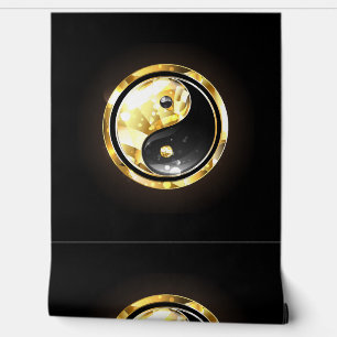 Papier Peint Yin Yang or sur noir