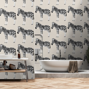 Papier Peint Zebra Exotic Animal Motif Beige