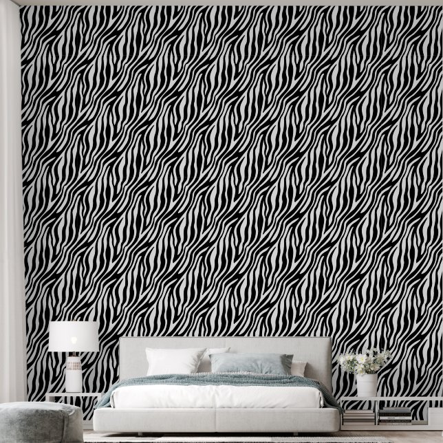 Papier Peint Zèbre classique noir et blanc (Chambre à coucher)