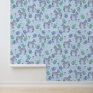 Papier Peint Zèbre et Martinis bleu