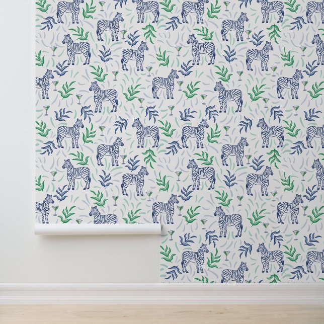 Papier Peint Zèbres et Martinis blancs (Application)