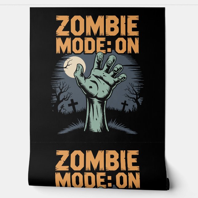 Papier Peint Zombie Mode On Scary Halloween T shirt (Déroulement)