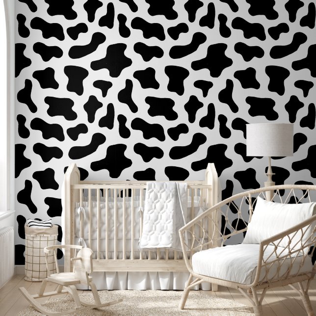 Papier Peint Zones de vache noir et blanc (Enfants)