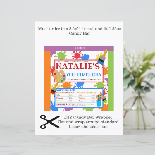 Papier Peinture Art Party Chocolate Bar Wrapper (Debout devant)