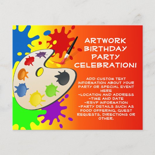 Papier Peinture colorée Palette Art Peinture Anniversaire (Devant)