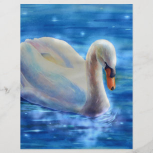 Papier Peinture d'aquarelle blanche pour cygne