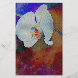 Papier Peinture d'aquarelle d'orchidée hawaïenne blanche