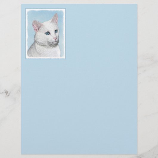 Papier Peinture de chat blanc - Cute Original Cat Art (Devant)