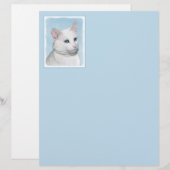 Papier Peinture de chat blanc - Cute Original Cat Art (Devant / Derrière)