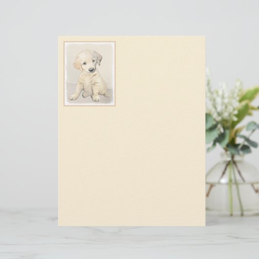 Papier Peinture de chiot d'or Retriever - Art de chien or (Debout devant)