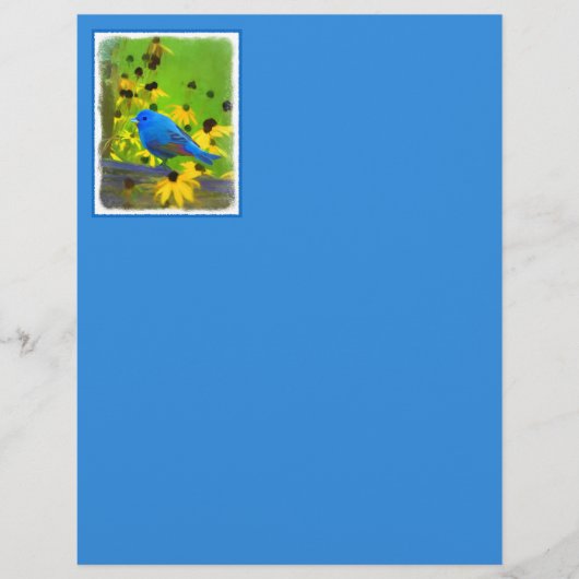 Papier Peinture de Pinson Indigo - Art Original d'Oiseau (Devant)