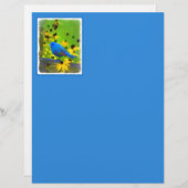 Papier Peinture de Pinson Indigo - Art Original d'Oiseau (Devant / Derrière)