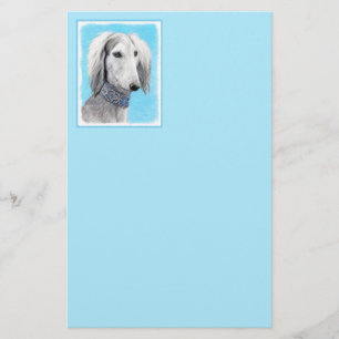 Papier Peinture de Saluki (Argent) - Joli art original de