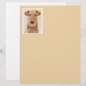 Papier Peinture de Terrier Airedale - Art Original Mignon (Devant / Derrière)
