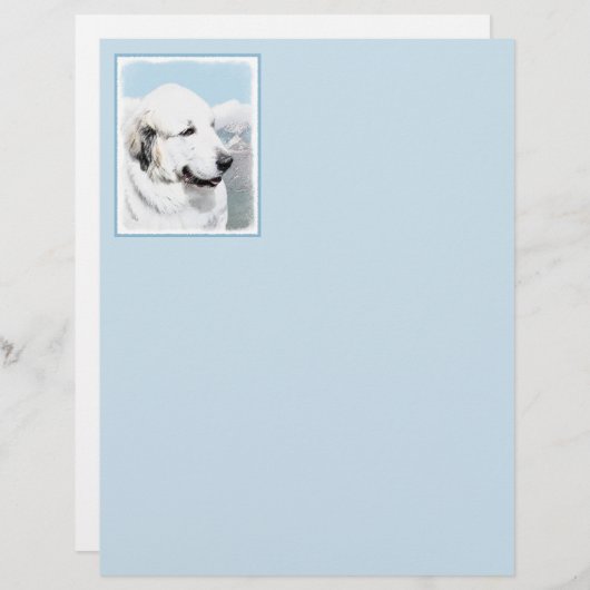 Papier Peinture des Pyrénées - Art original du chien (Devant / Derrière)