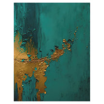 Peinture dorée moderne sur Turquoise