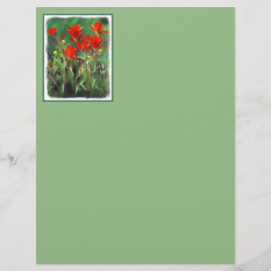 Papier Peinture indienne de pinceau - Art Fleur original