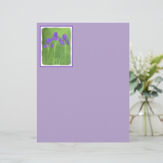 Papier Peinture Iris Violet - Art Fleur Originale (Debout devant)