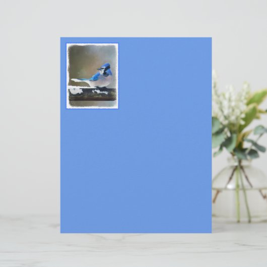 Papier Peinture Jay Bleu - Art Oiseau Original (Debout devant)