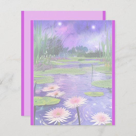 Papier Peinture nuit étoile à l'étang (Devant / Derrière)