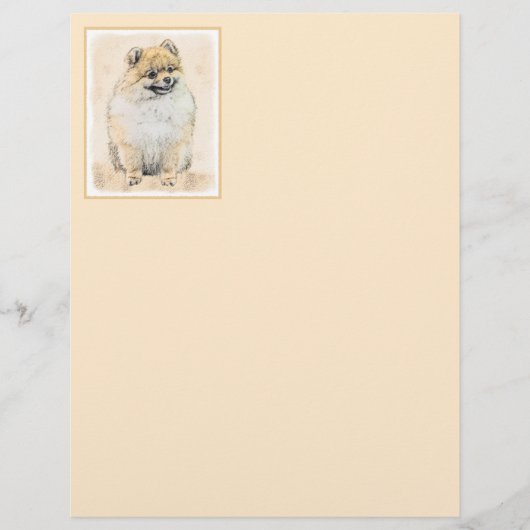 Papier Peinture Poméranienne (orange) - Art Chien origina (Devant)