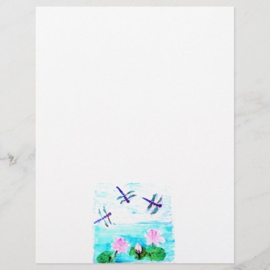 Papier Peinture rose Nénuphar à l'étang avec libellule (Devant)