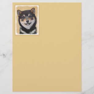 Papier Peinture Shiba Inu (Noir et Tan) - Art Chien