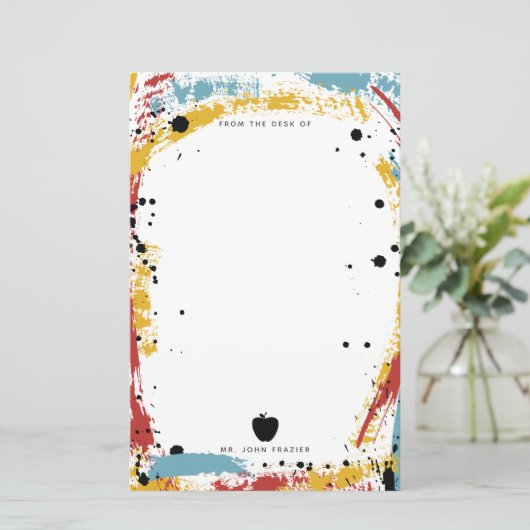 Papier Peinture Splatz Brush Strokes Apple Enseignant (Debout devant)