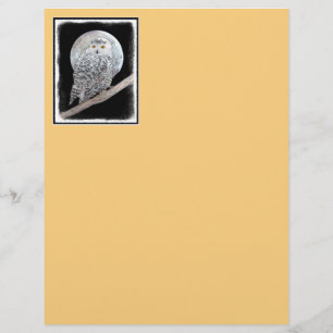 Papier Peinture sur la Chouette neigeuse et la Lune - Art