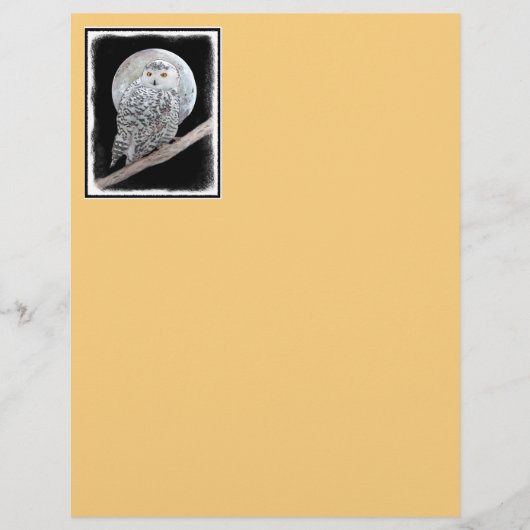 Papier Peinture sur la Chouette neigeuse et la Lune - Art (Devant)