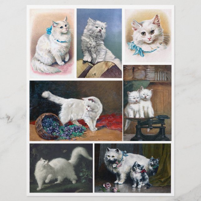 Papier Peintures Vintages pour chats blancs authentiques  (Devant)