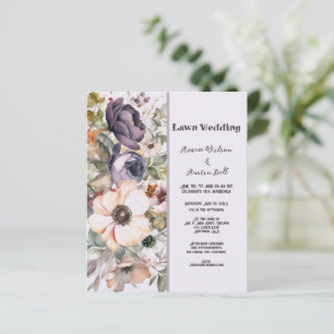 Papier PELOUSE Purple et Pêcher Vintage Floral Mariage