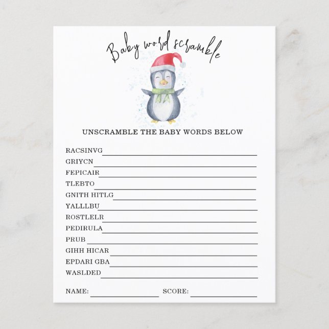 Papier Penguin - Bébé Mot Scramble (Devant)