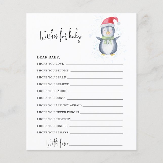 Papier Penguin - voeux pour bébé (Devant)